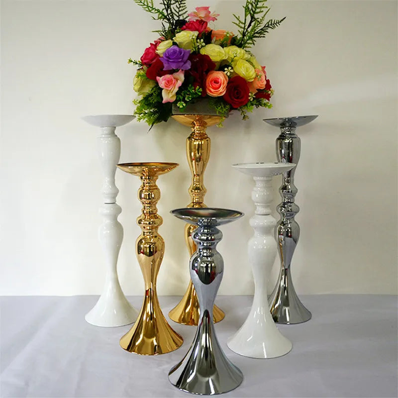 Metal Mermaid Candle Holders Stand Golden Silver White Mermaid Flower Vase Candlestick Road Lead Candelabra Wedding Decor