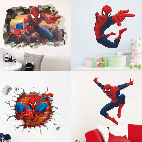 Spiderman Super Heroes Diy Wall Stickers For Kids Room Decoration Home Bedroom PVC Decor Cartoon Movie Mural Wall Art Decals