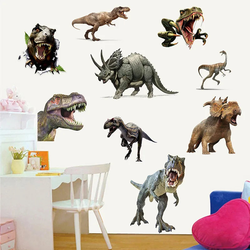 Various Dinosaur Wall Stickers Boy Kids room Wall Decor Tyrannosaurus PVC Wall Decals Removable Art Murals for Home Decoration