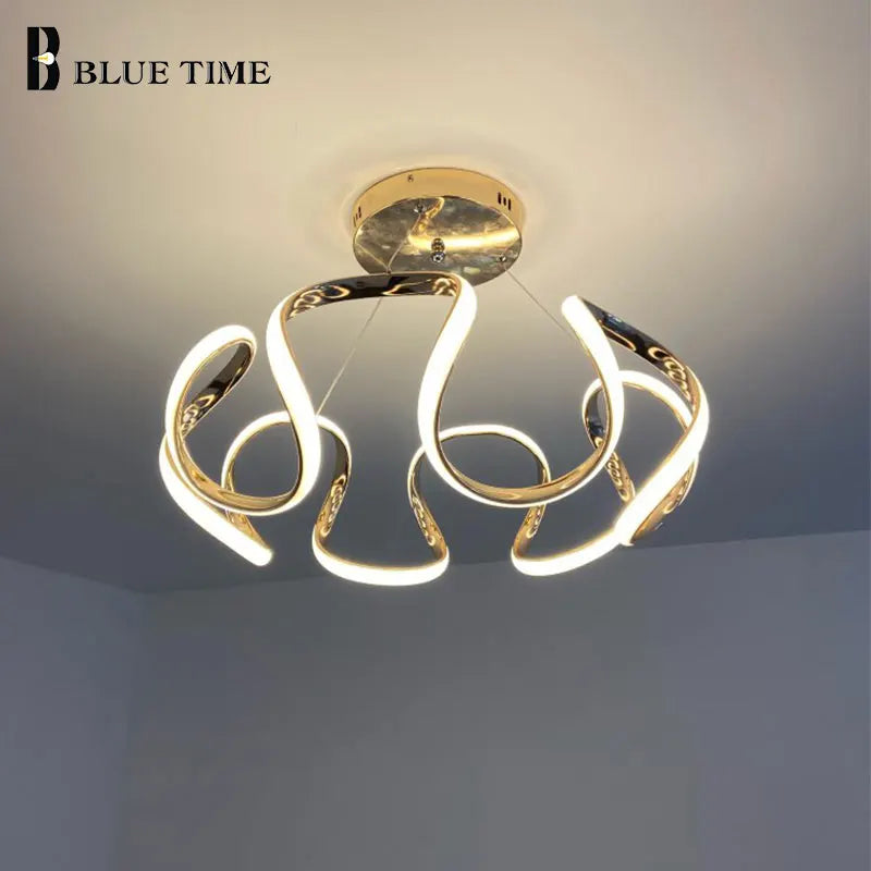 Modern Led Chandelier Hanging Lamp Gold Coffee Chrome Metal Ceiling Chandelier Lighting For Living room Dining room Kitchen Lamp