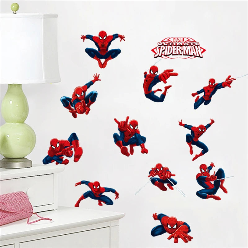 disney spiderman wall stickers for kids rooms nursery home decor cartoon marvel hero wall decals pvc posters diy mural art