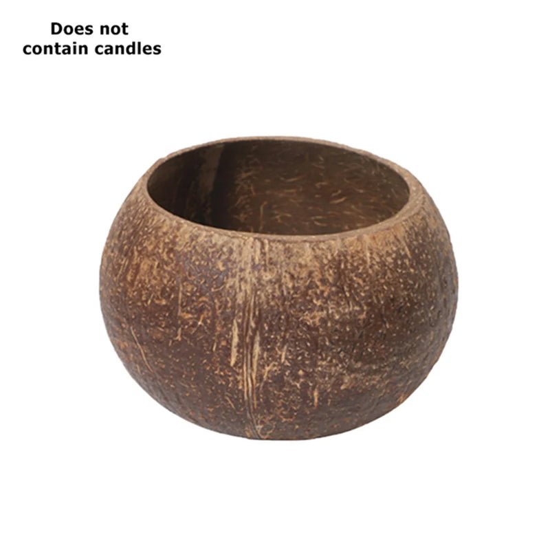 Coconut Shell Candle Holder Candlestick Natural Coconut Bowl Desk Organizer Coconut Shell Candle Holder (No Candle) Home Decor