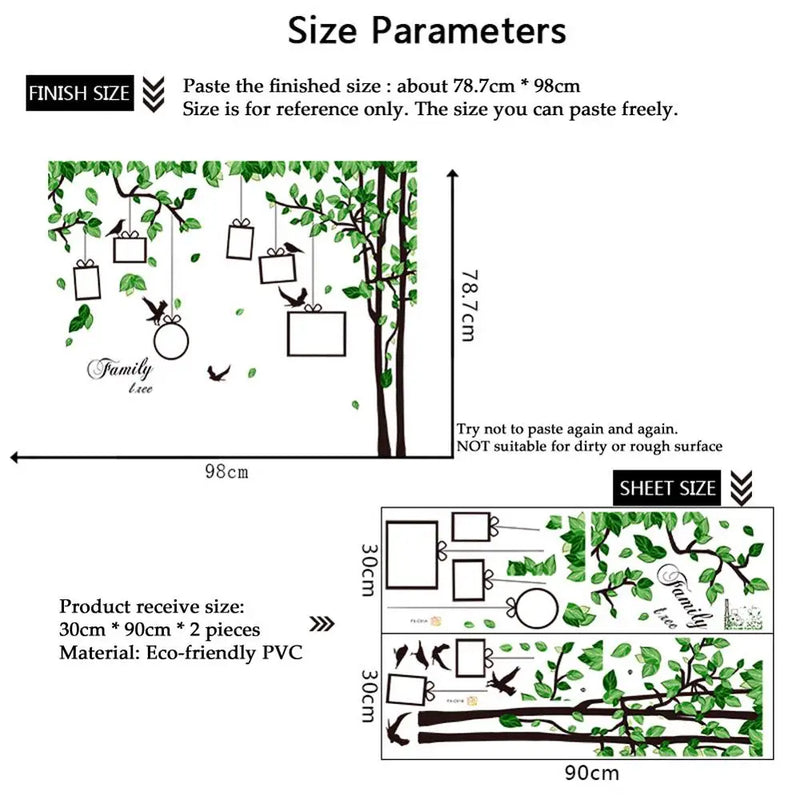 Green Leaf Photo Tree Wall Stickers Living Room Sofa Background Decoration Mural Bedroom Self-adhesive Home Decor Wallpaper