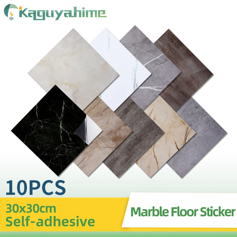 KPS 10/Pcs Waterproof PVC Marble Floor Sticker 3D Wallpaper 30*30cm Home Decoration DIY Self-adhesive Bathroom Decals