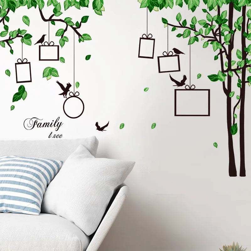 Green Leaf Photo Tree Wall Stickers Living Room Sofa Background Decoration Mural Bedroom Self-adhesive Home Decor Wallpaper