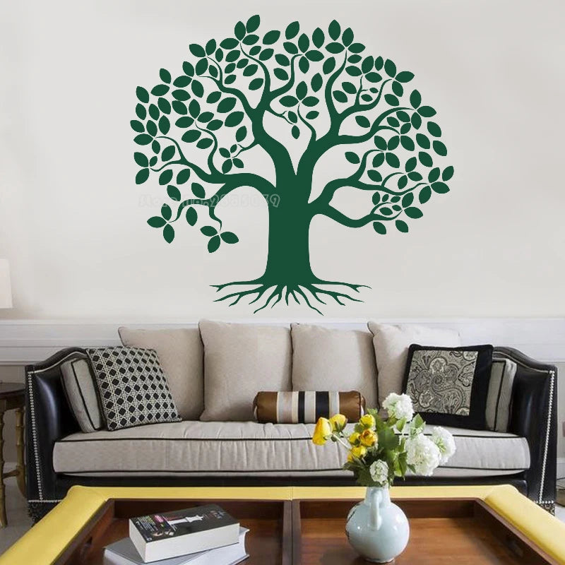 Dense leaves Tree Wall Decals Family Large Tree Of Life Vinyl Wall Stickers For Living Room Art Decor Wallpapers Hot Sale LL2801