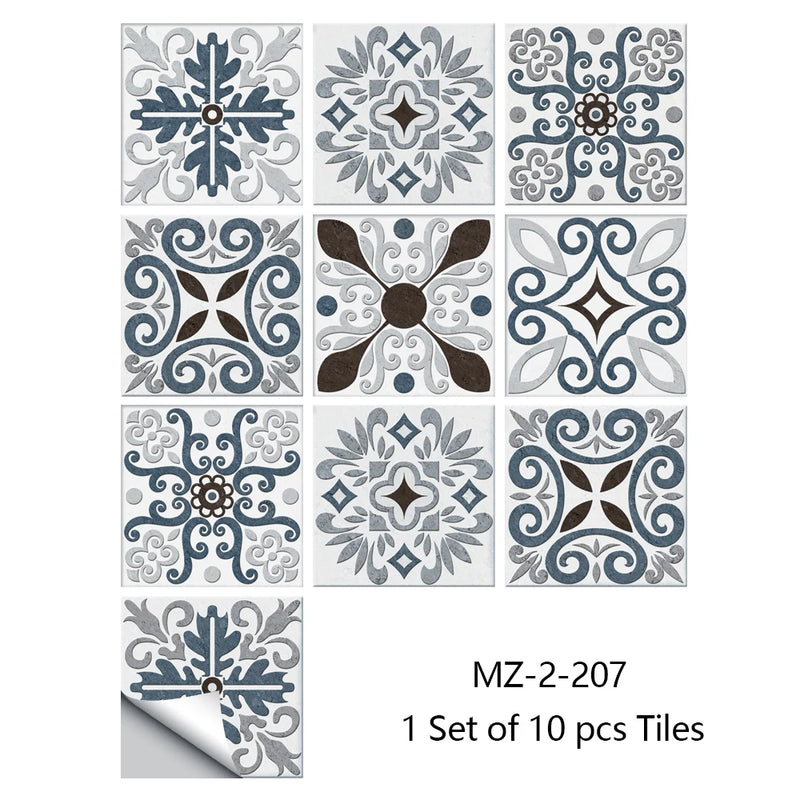 10pcs/Set 2D European Fresh Style Crystal Hard Tiles Wall Sticker Kitchen Bathroom Tables Art Mural Home Decor Vinyl Wallpaper