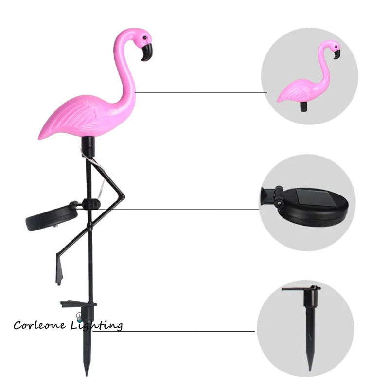 Led Flamingo Waterproof Solar Lawn Light Outdoor Garden Decoration Light Garden Floor With Landscape Lights Outside Decor Light