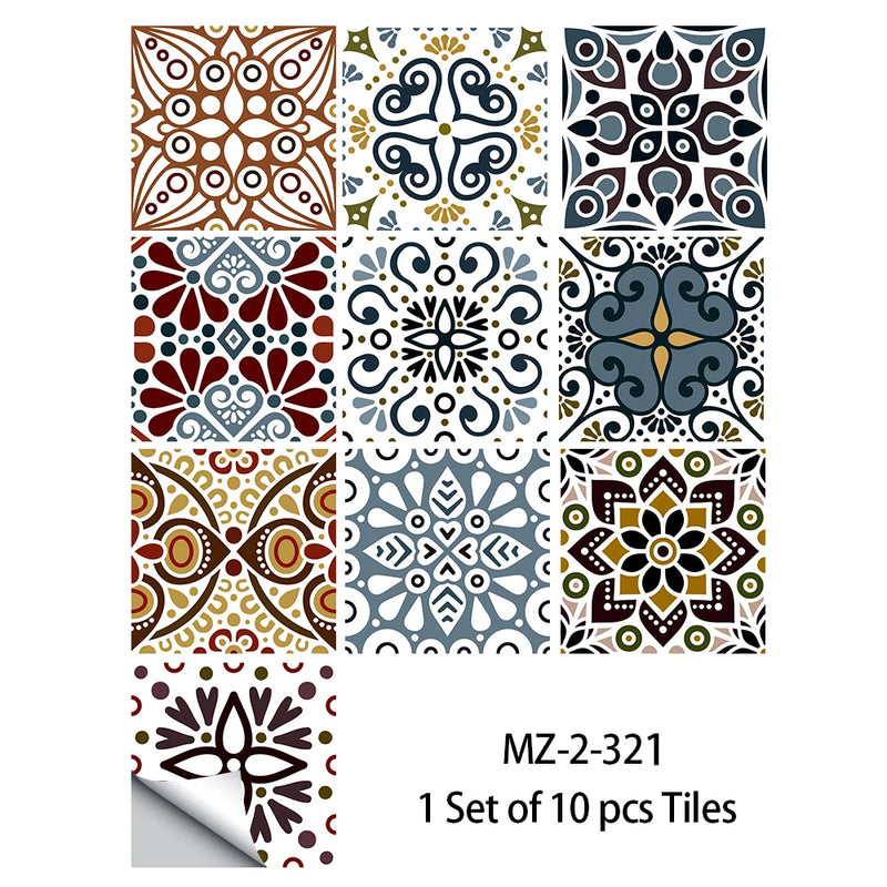 10/15cm European Style Tiles Wall Sticker Kitchen Backsplash Wardrobe Bathroom Home Decor Waterproof Self-adhesive Wall Decals