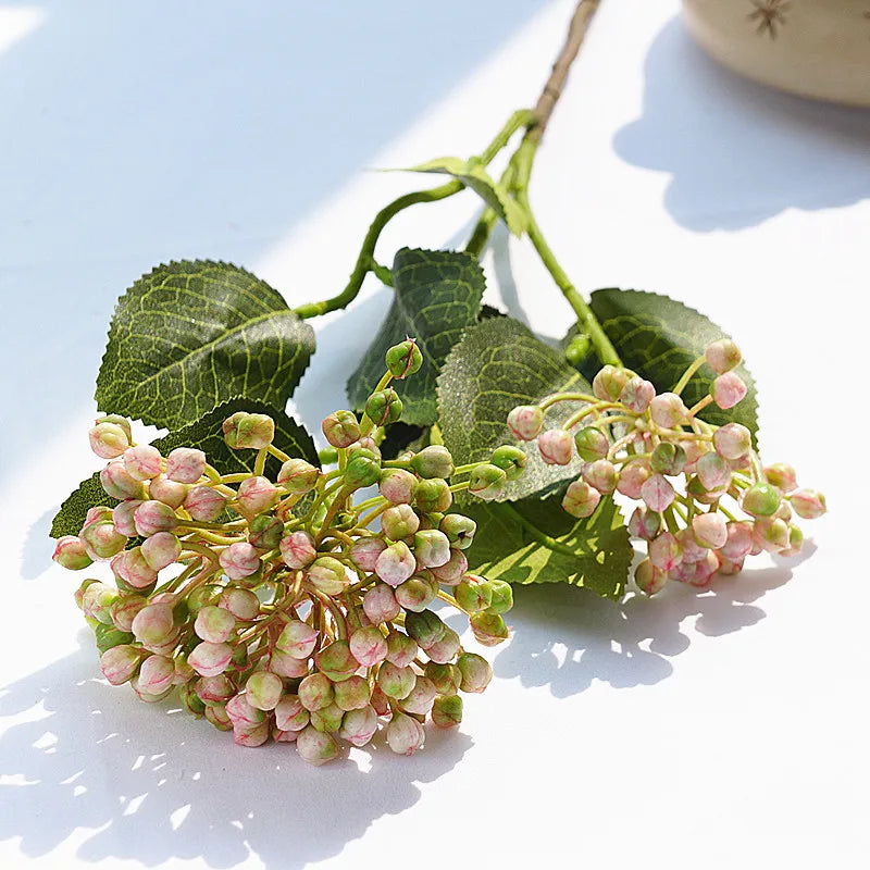 Hydrangea Fruit berries with leaves plastic Artificial Flowers home garden decor fleur artificielle 2Heads/branch fake plant