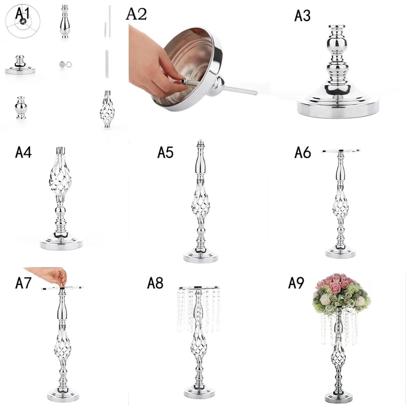 52cm Tall Crystal Candle Flower Holder Centerpiece Candle Holder Candlestick Road Lead Flowers for Wedding Table Party Decor