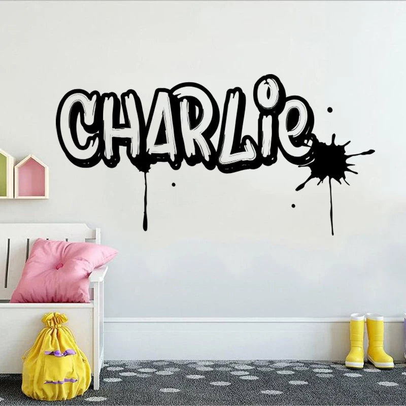 Custom Name Graffiti Street Art Wall Sticker Baby Nursery Kids Room Banksy Personalized Name Graffiti Wall Decal Game Playroom