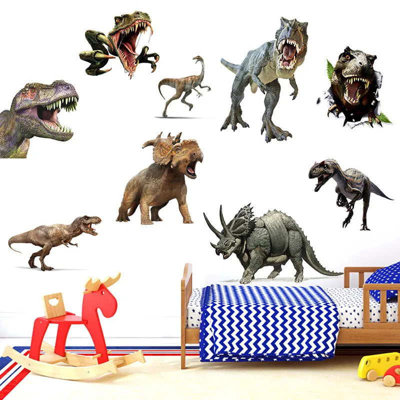 Various Dinosaur Wall Stickers Boy Kids room Wall Decor Tyrannosaurus PVC Wall Decals Removable Art Murals for Home Decoration