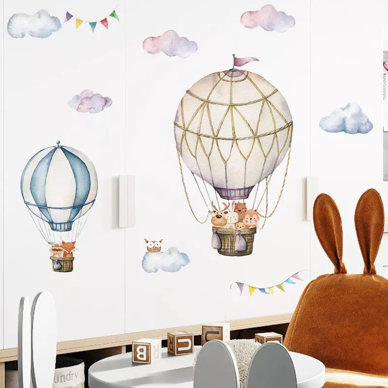 Cartoon Kids room Wall Decor Wall Stickers Hot Air Balloon Vinyl Wall Decals for Home Decoration Art Murals Sticker Wallpaper