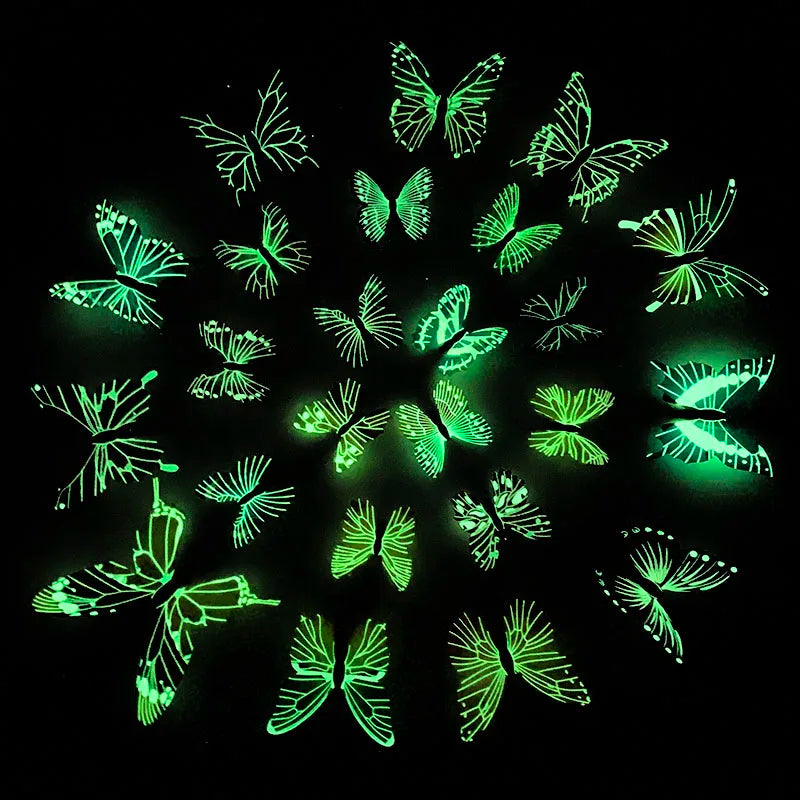 12pcs Glowing Wall Decal Stickers Luminous Butterfly 3D Wall Sticker DIY Kids Bedroom Decal Art Home Decoration Glow In The Dark