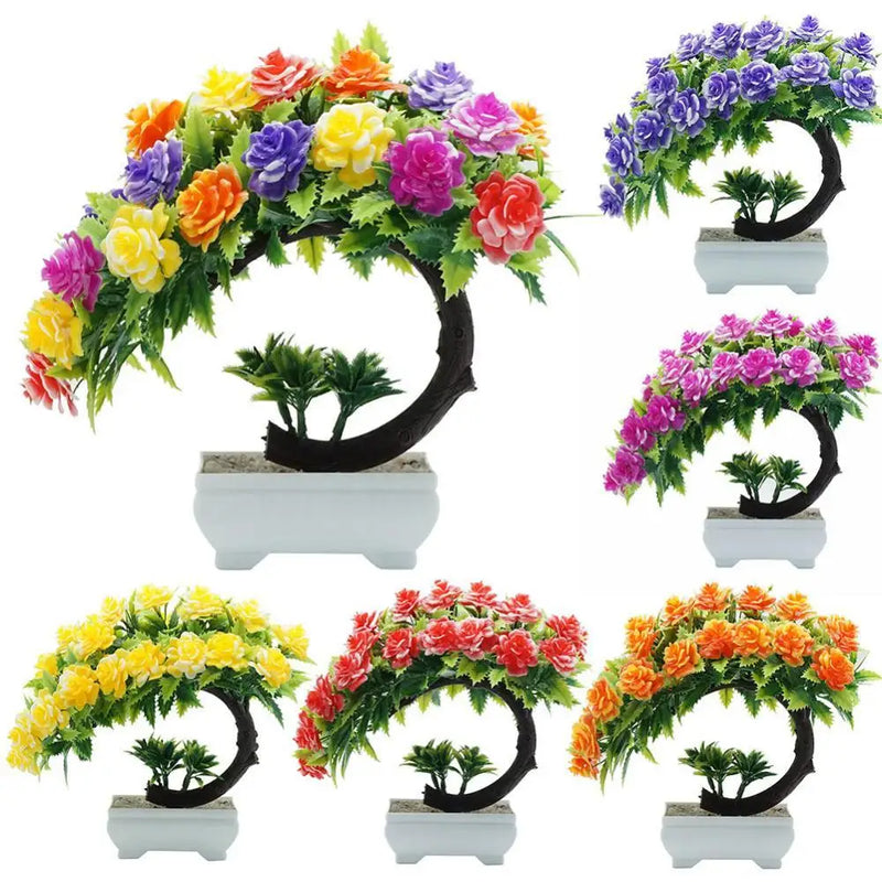 Artificial Plants Pine Bonsai Small Tree Pot Plants Fake Flowers Potted Ornaments For Home Decoration Hotel Garden Decor