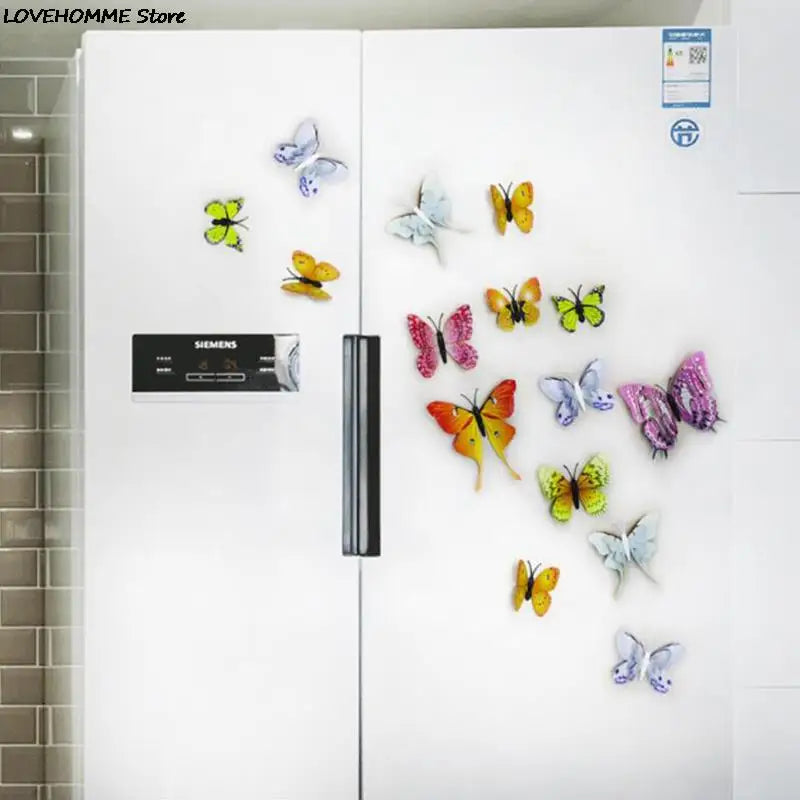 12pcs/set 3D Butterfly Wall Sticker On The Wall Home Decor Removable Decals Kids Bedroom Fridge Decor Magnetic