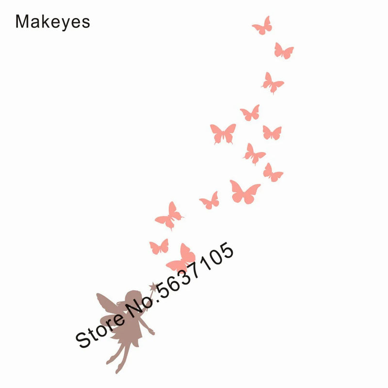 Makeyes Fairies Wall Sticker Butterflies Mural Wall Decal Home Girls Bedroom Decoration Vinyl Wall Decor Fairy Wallpaper Q763