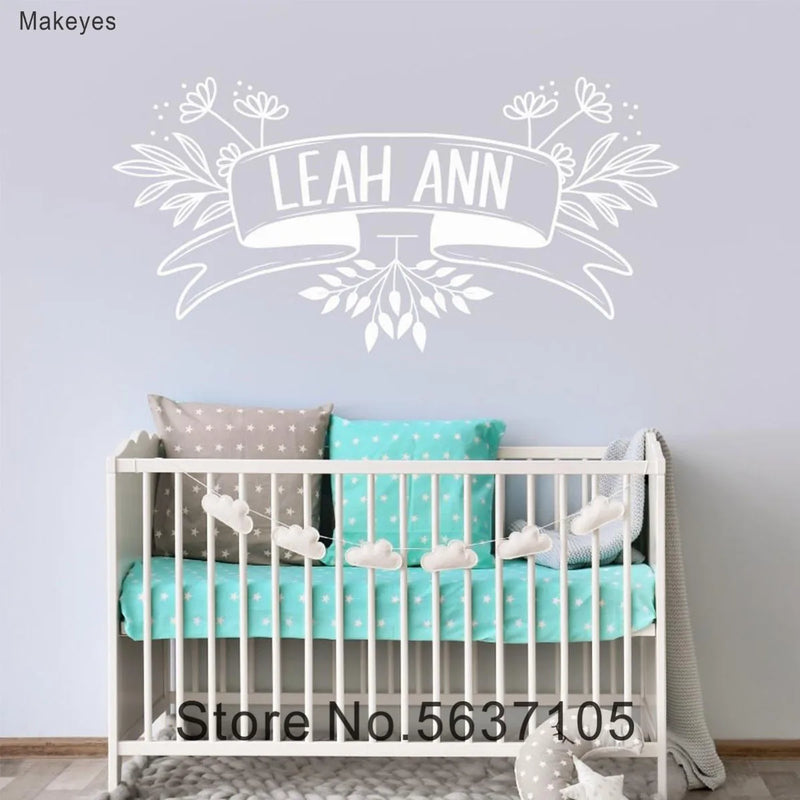 Makeyes Custom Names Wall Stickers Kids Bedroom Sweet Decor Wall Decals Tree Leaves Wallpaper Vinyl Decoration Wall Decals Q076