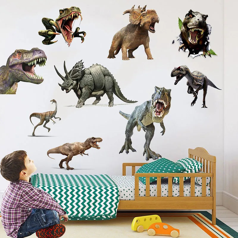 Various Dinosaur Wall Stickers Boy Kids room Wall Decor Tyrannosaurus PVC Wall Decals Removable Art Murals for Home Decoration