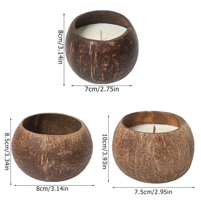 Coconut Shell Candle Holder Candlestick Natural Coconut Bowl Desk Organizer Coconut Shell Candle Holder (No Candle) Home Decor