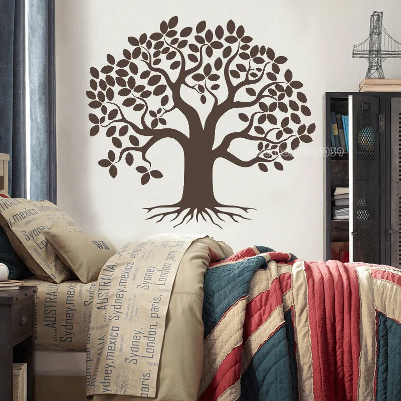 Dense leaves Tree Wall Decals Family Large Tree Of Life Vinyl Wall Stickers For Living Room Art Decor Wallpapers Hot Sale LL2801