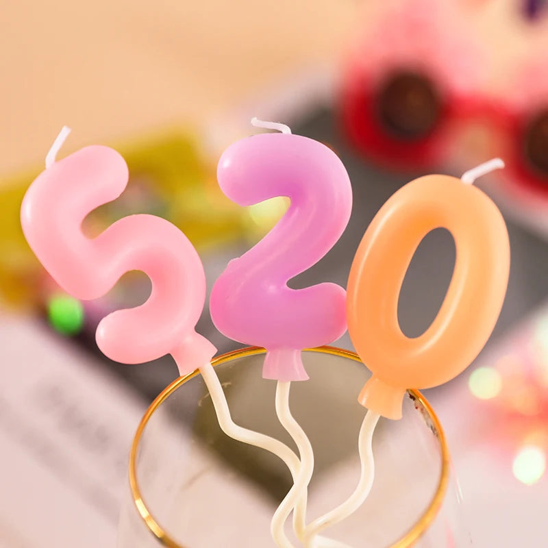 Baking Cartoon Color Balloon Candy Number  Candle Decoration  Wedding Children  Happy Birthday Party Plugin Dress Up Cake Topper