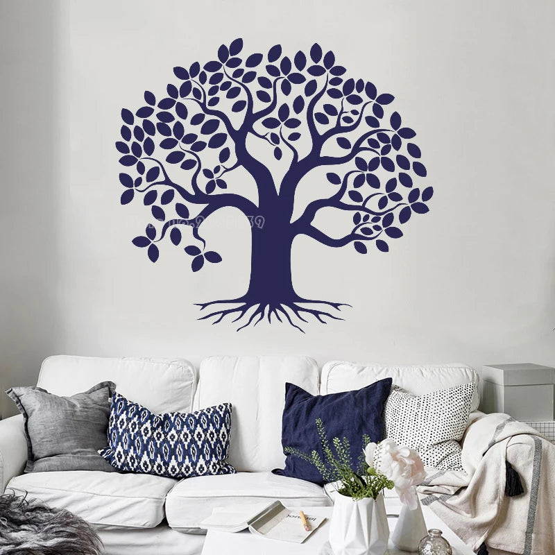 Dense leaves Tree Wall Decals Family Large Tree Of Life Vinyl Wall Stickers For Living Room Art Decor Wallpapers Hot Sale LL2801