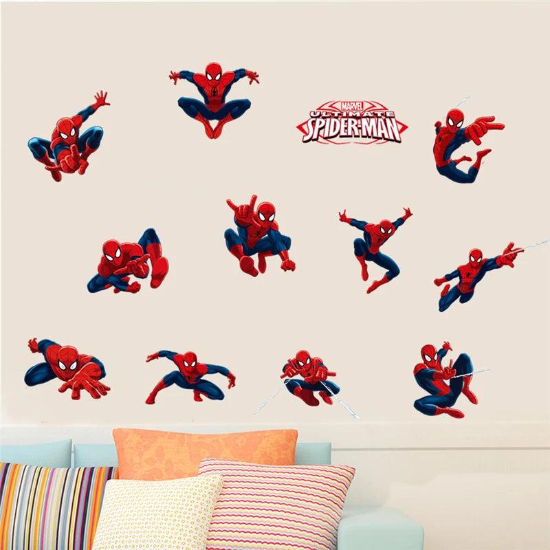 disney spiderman wall stickers for kids rooms nursery home decor cartoon marvel hero wall decals pvc posters diy mural art