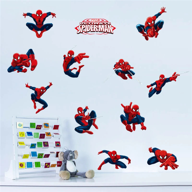 disney spiderman wall stickers for kids rooms nursery home decor cartoon marvel hero wall decals pvc posters diy mural art