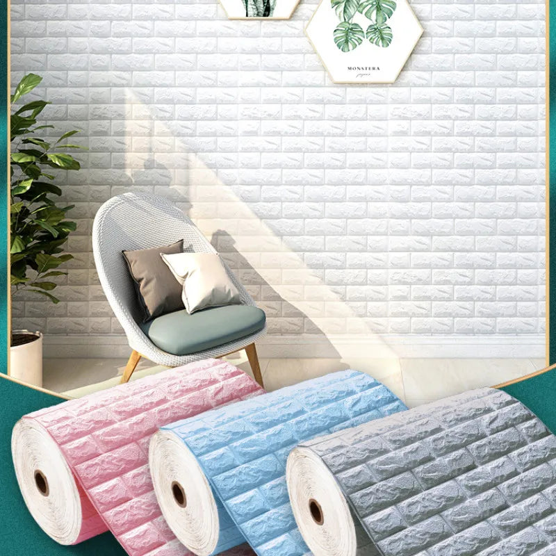 3D Wall Stickers Self Adhesive Foam Brick Room Decor DIY 3D Wallpaper Wall Decor Living Wall Sticker For Kids Bedroom Supplies