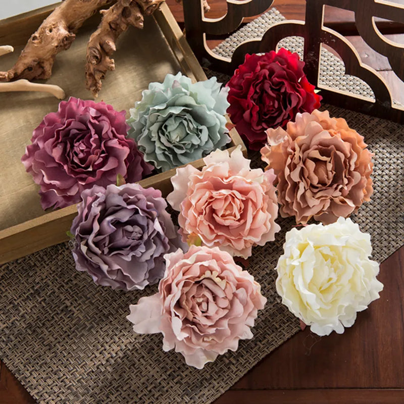 10Pcs Artificial Flowers Home Christmas Decorations for Home Silk Peony Fake Plant Diy Scrapbooking Outdoor Wedding Decoration