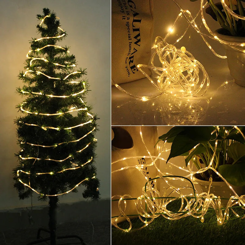 LED Rope Tube String Light 10M 30M Outdoor Christmas Rope Light Copper Wire Fairy Light Garland for DIY Garden Fence Party Decor