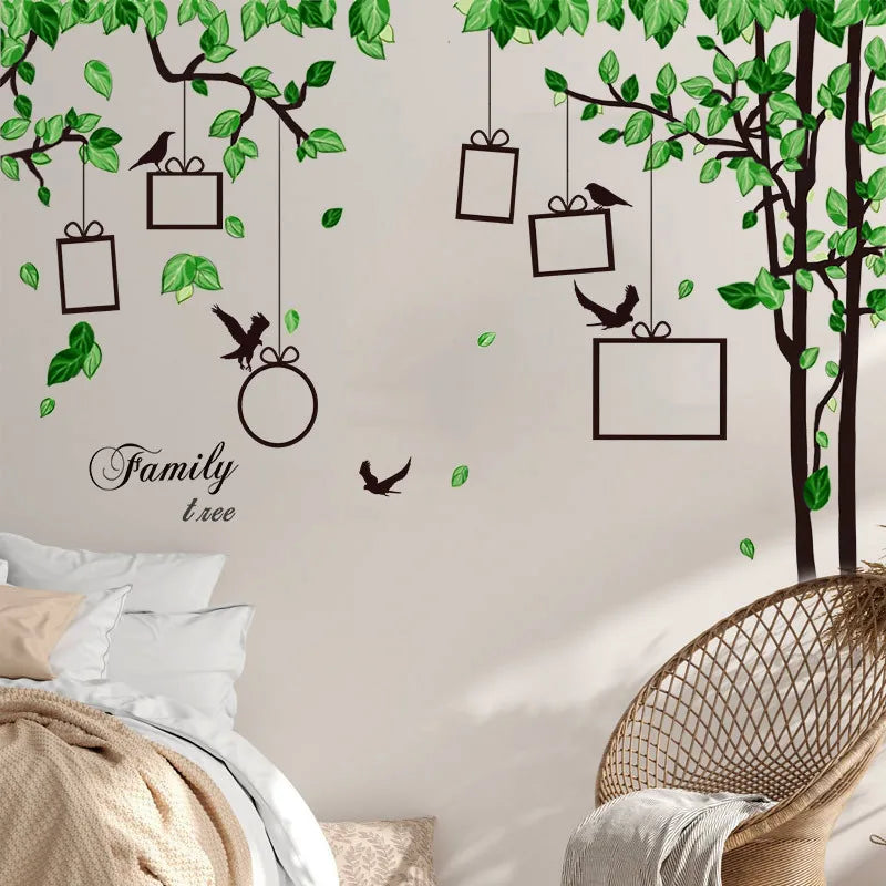 Green Leaf Photo Tree Wall Stickers Living Room Sofa Background Decoration Mural Bedroom Self-adhesive Home Decor Wallpaper