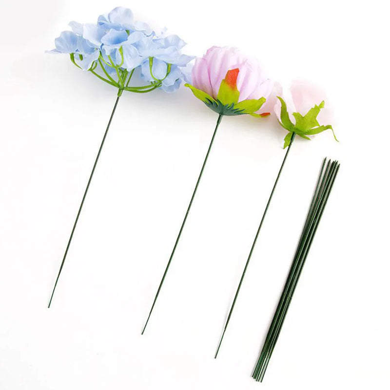 100 Pcs Artificial Potted Stem Plastic Gardening Flower Rod Plant Wire Bouquet Wrap Flower Stick Florist Craft Decor 17cm/25cm