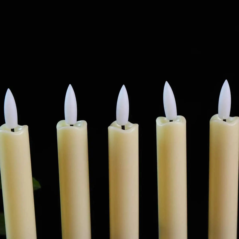 Pack of 2 White Flameless Short LED Taper Candles,Beige Realistic Black Flickering Home Decorative Holiday Candles