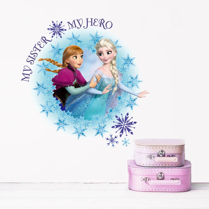 Cartoon Disney Frozen Princess Wall Stickers For Kids Rooms Nursery Home Decor Elsa Anna Wall Decals Pvc Mural Art Diy Posters