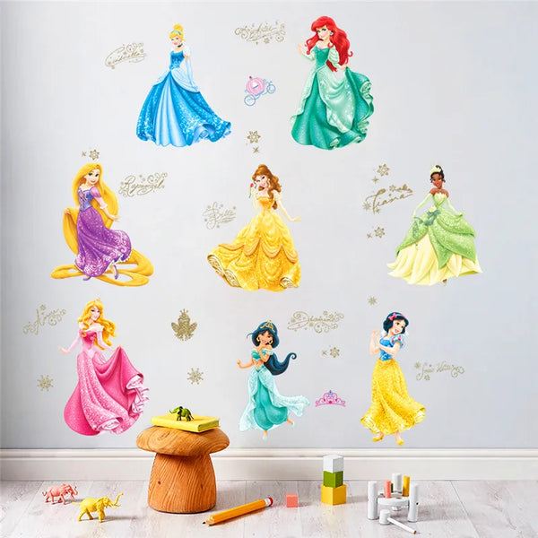 dancing princess castle wall stickers for kids room living room window cartoon height measure wall decals art diy birthday gift