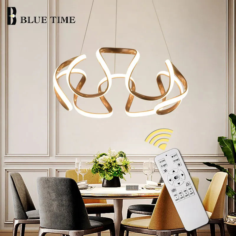 Modern Led Chandelier Hanging Lamp Gold Coffee Chrome Metal Ceiling Chandelier Lighting For Living room Dining room Kitchen Lamp