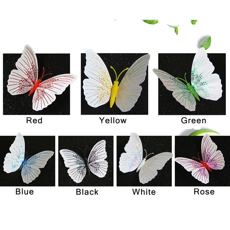 12Pcs/Set Ambilight 3D Butterfly Wall Sticker Butterflies Bedroom Home Decoration Room For Wedding Decor Fridge Magnet Decals