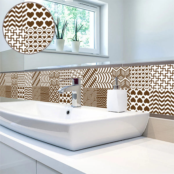 European Style Lrregular Geometric Line Pattern Wall Sticker Bathroom Waist Line Home Decor Waterproof PVC Detachable Poster