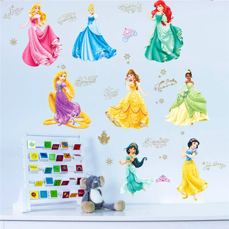 dancing princess castle wall stickers for kids room living room window cartoon height measure wall decals art diy birthday gift