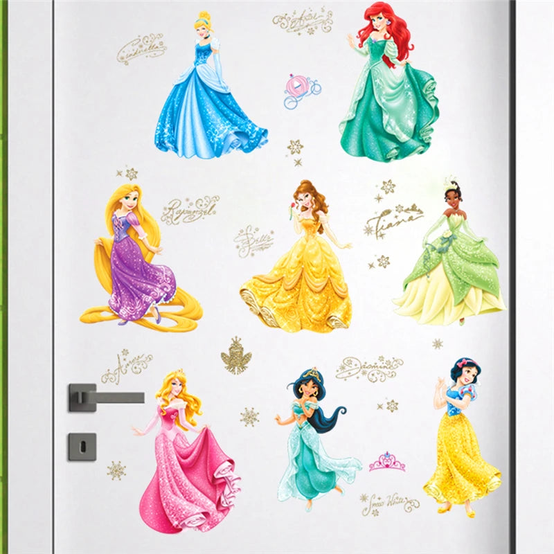 dancing princess castle wall stickers for kids room living room window cartoon height measure wall decals art diy birthday gift