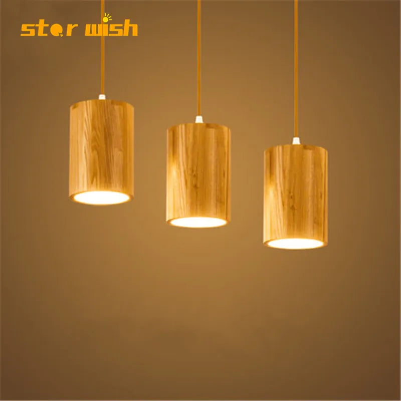 Designer Nordic simple Wood Pendant Lights led hanging lamp  Kitchen Island bar hotel home decor E27