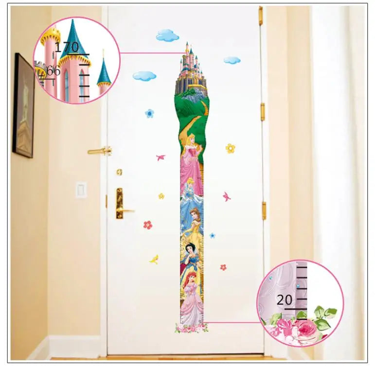 dancing princess castle wall stickers for kids room living room window cartoon height measure wall decals art diy birthday gift