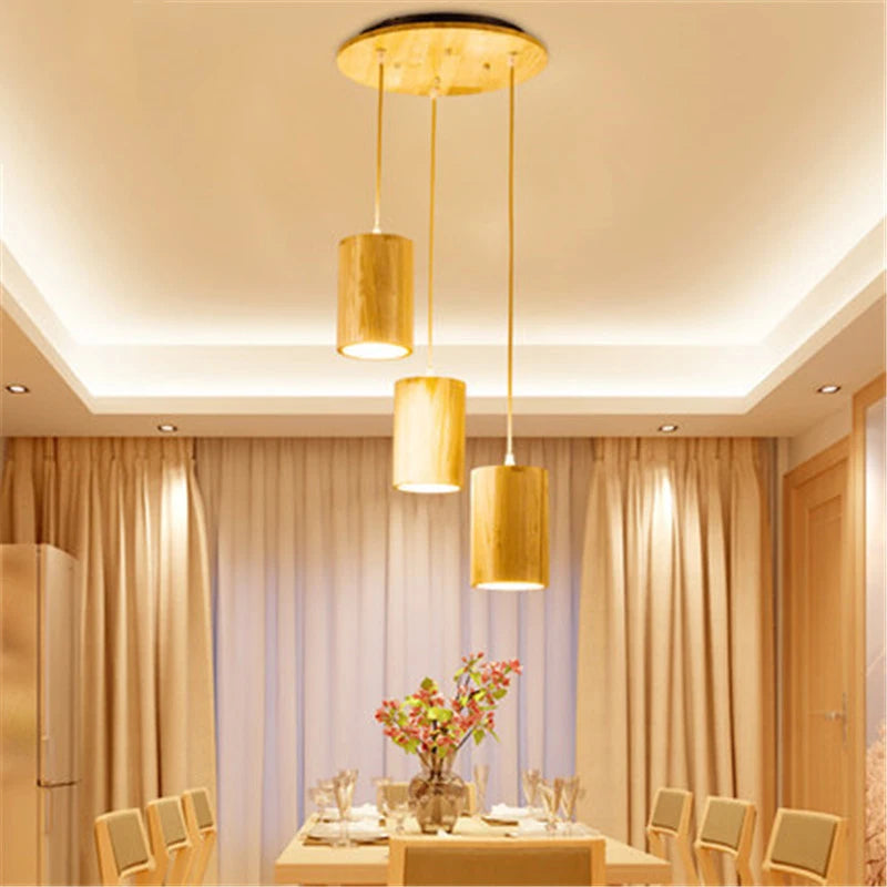 Designer Nordic simple Wood Pendant Lights led hanging lamp  Kitchen Island bar hotel home decor E27