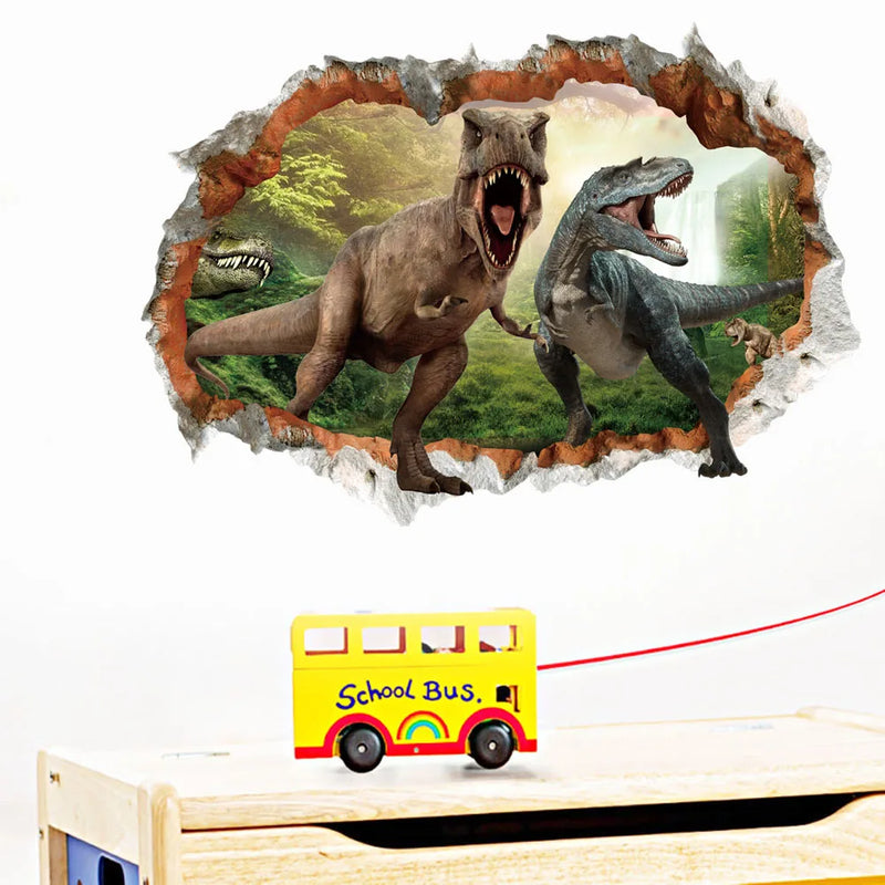 Tyrannosaurus Rex Dinosaur Animals Wall Stickers For kids Rooms Bedroom Home Decor 3d vivid Wall Decals pvc Mural Art Poster