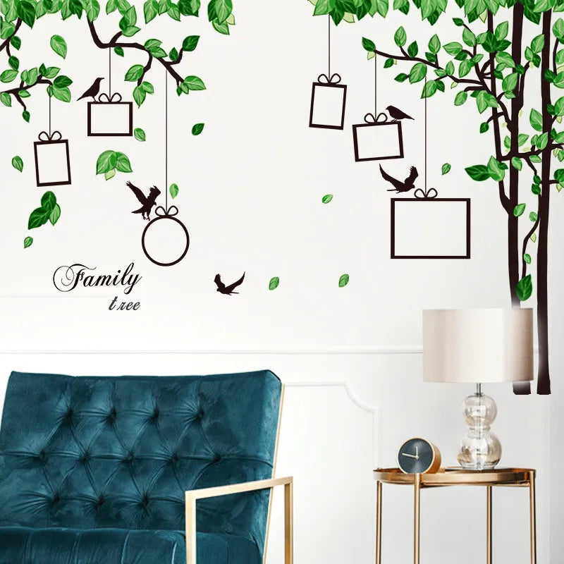 Green Leaf Photo Tree Wall Stickers Living Room Sofa Background Decoration Mural Bedroom Self-adhesive Home Decor Wallpaper