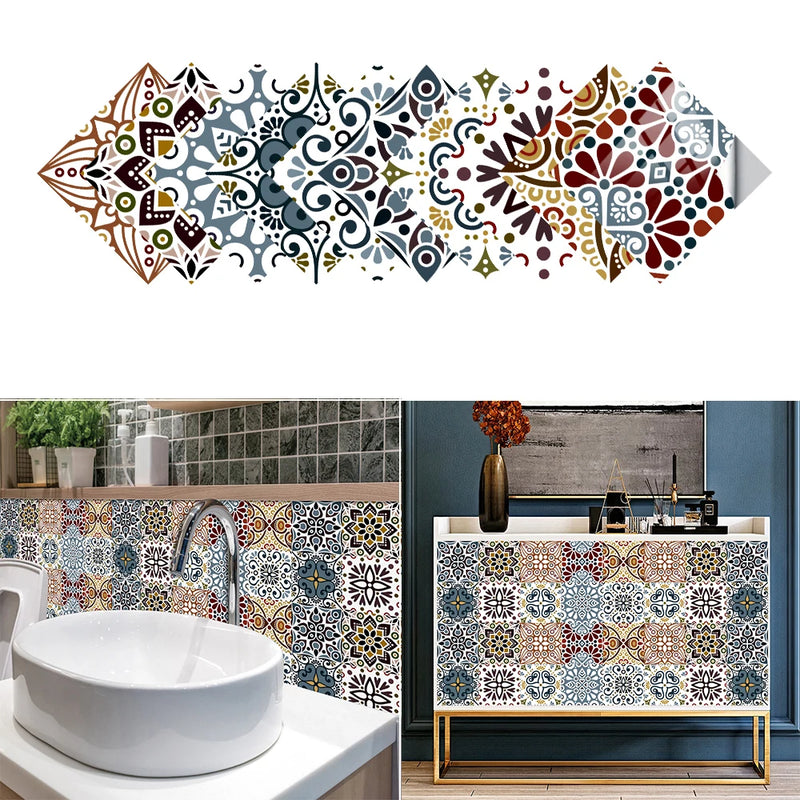 10/15cm European Style Tiles Wall Sticker Kitchen Backsplash Wardrobe Bathroom Home Decor Waterproof Self-adhesive Wall Decals