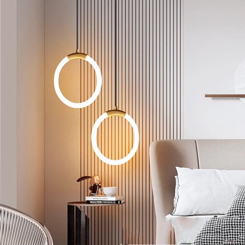 Nordic creative LED Pendant light 360 ° glow Bedroom Bedside Art Chandelier Postmodern Hanging light Luxury Pendant lamp